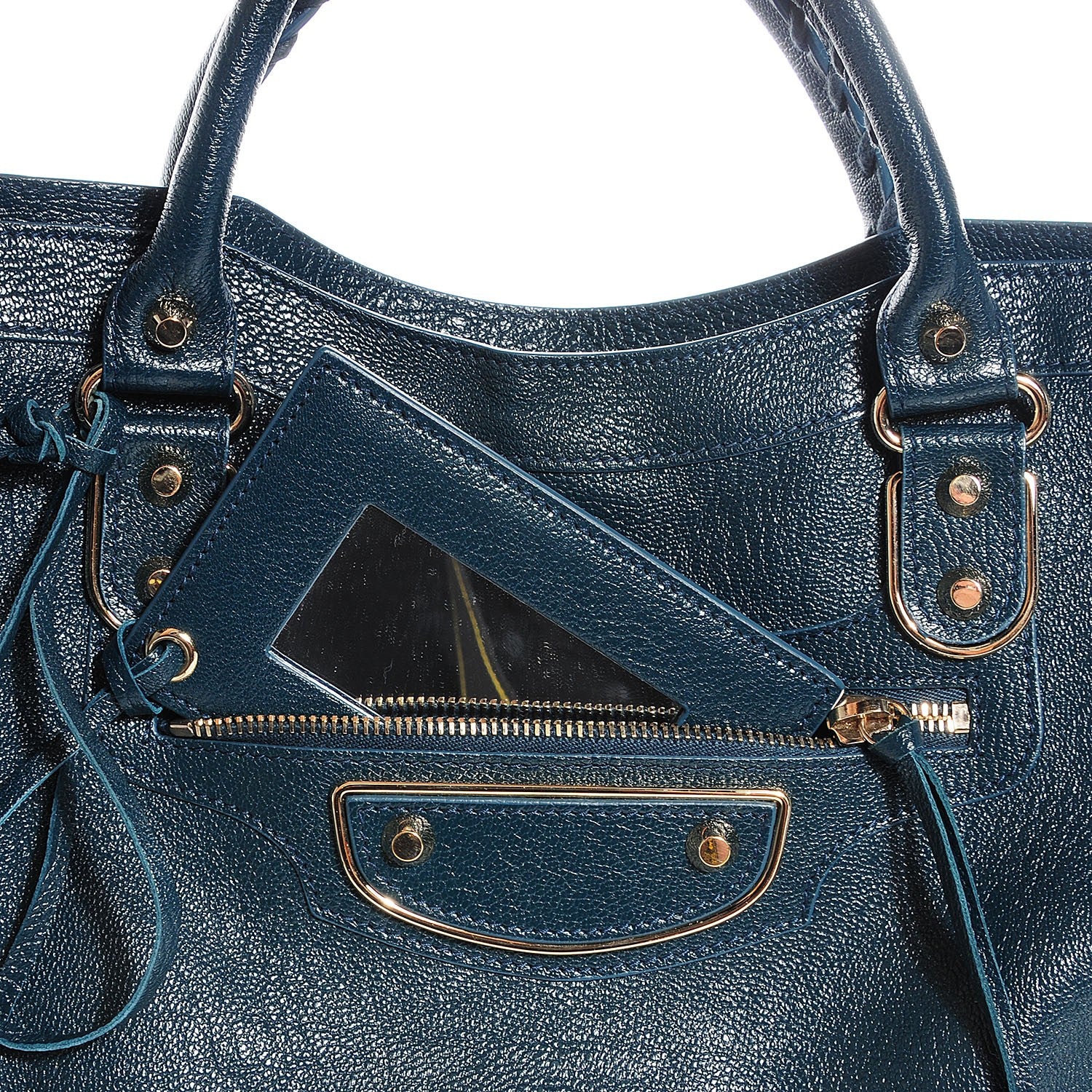 Balenciaga Chevre Gold Metallic Edge Hardware City Bleu Paon 13 of 14