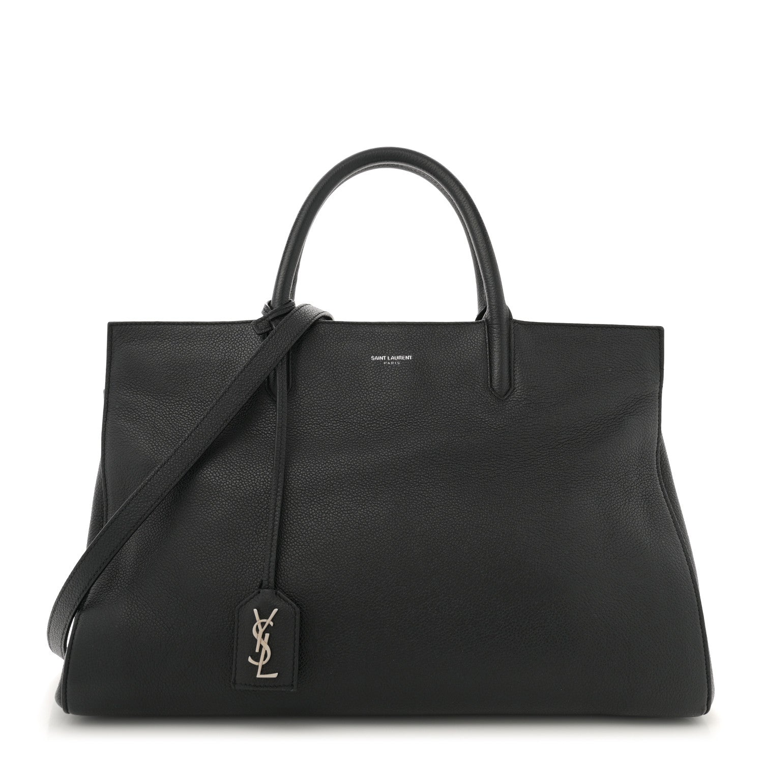 Saint Laurent Grained Calfskin Medium Cabas Rive Gauche Black 1 of 15