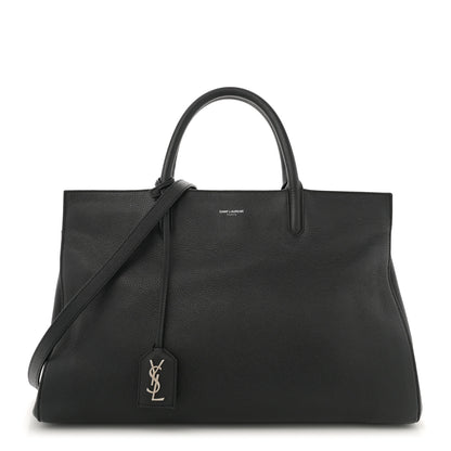 Saint Laurent Grained Calfskin Medium Cabas Rive Gauche Black 1 of 15