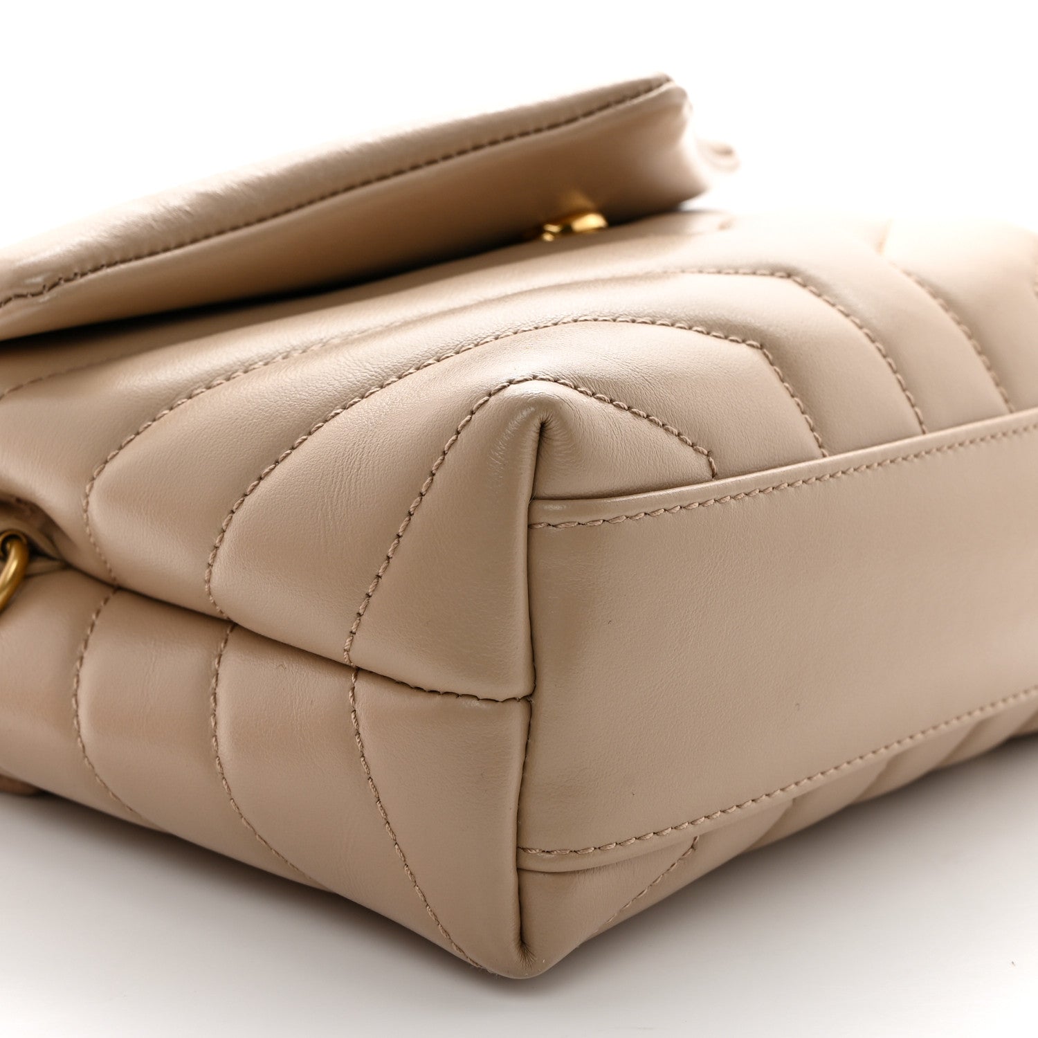 Saint Laurent Calfskin Y Quilted Monogram Toy Loulou Crossbody Bag Dark Beige 9 of 11
