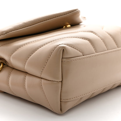 Saint Laurent Calfskin Y Quilted Monogram Toy Loulou Crossbody Bag Dark Beige 9 of 11