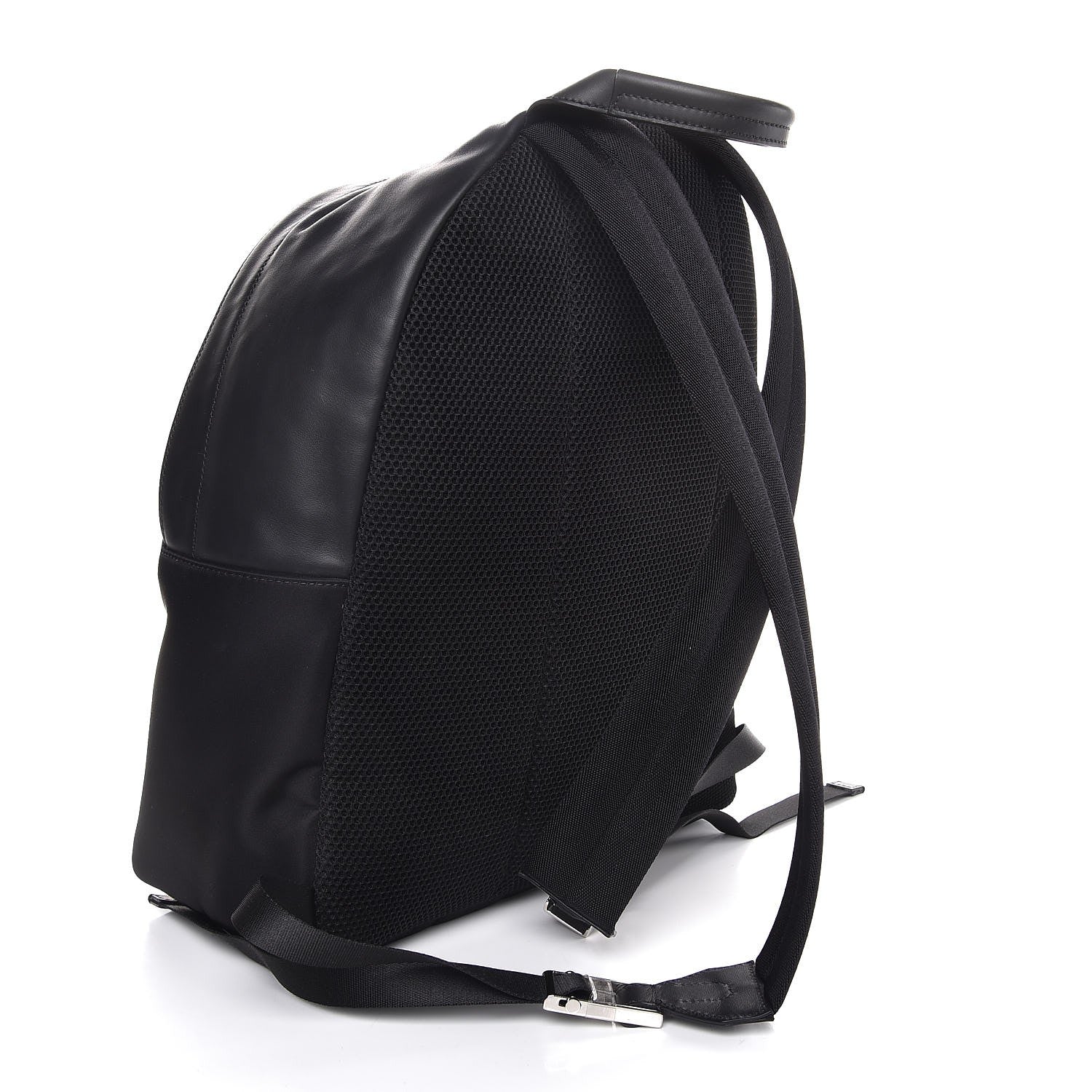 Fendi Nylon Vitello Liberty Vitello Dolce Monster Eyes Rounded Backpack Black Sunflower 3 of 7