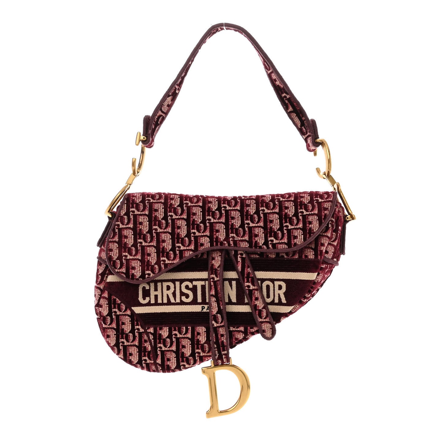 Velvet Oblique Saddle Bag Burgundy