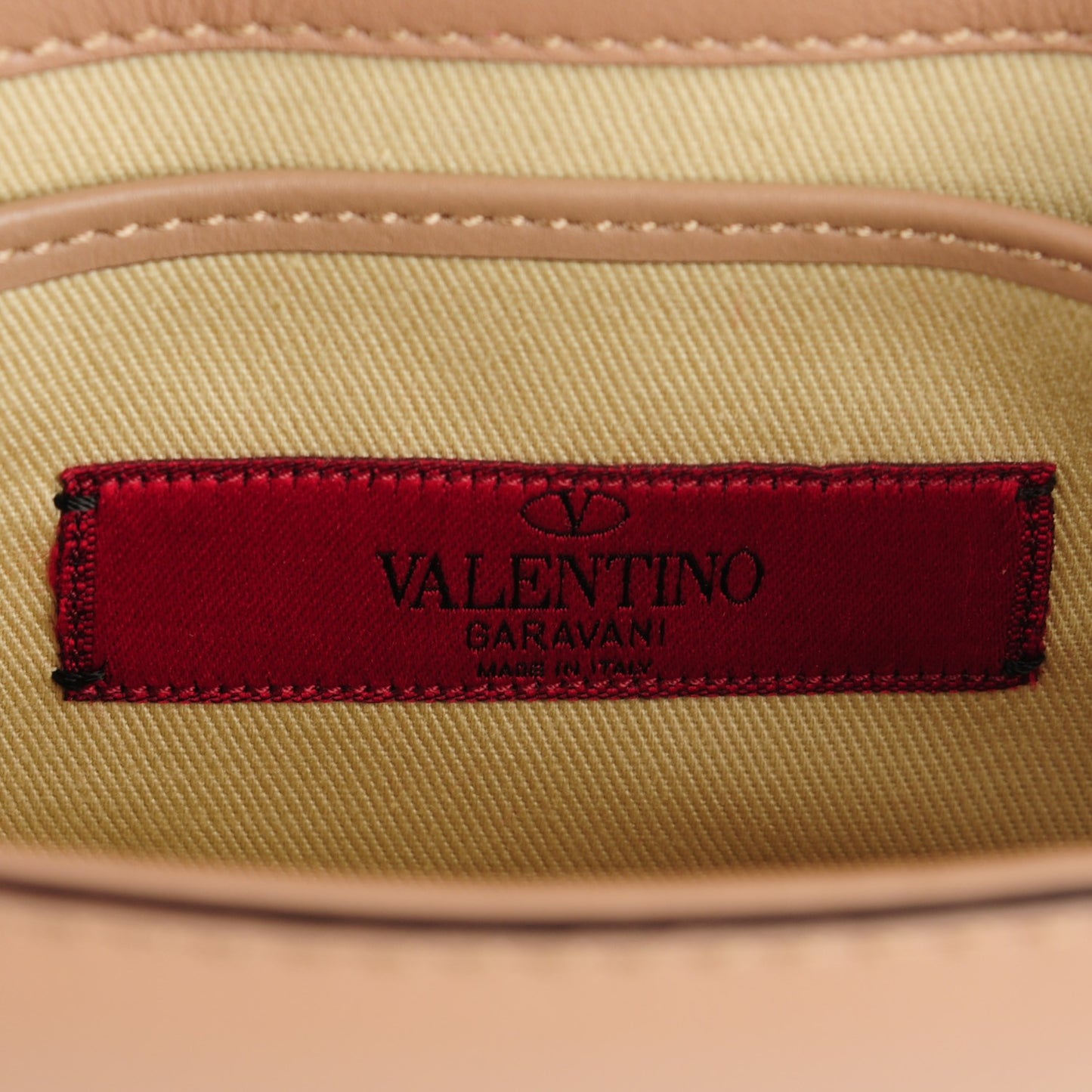 Vitello Mini Glam Lock Rockstud Flap Beige