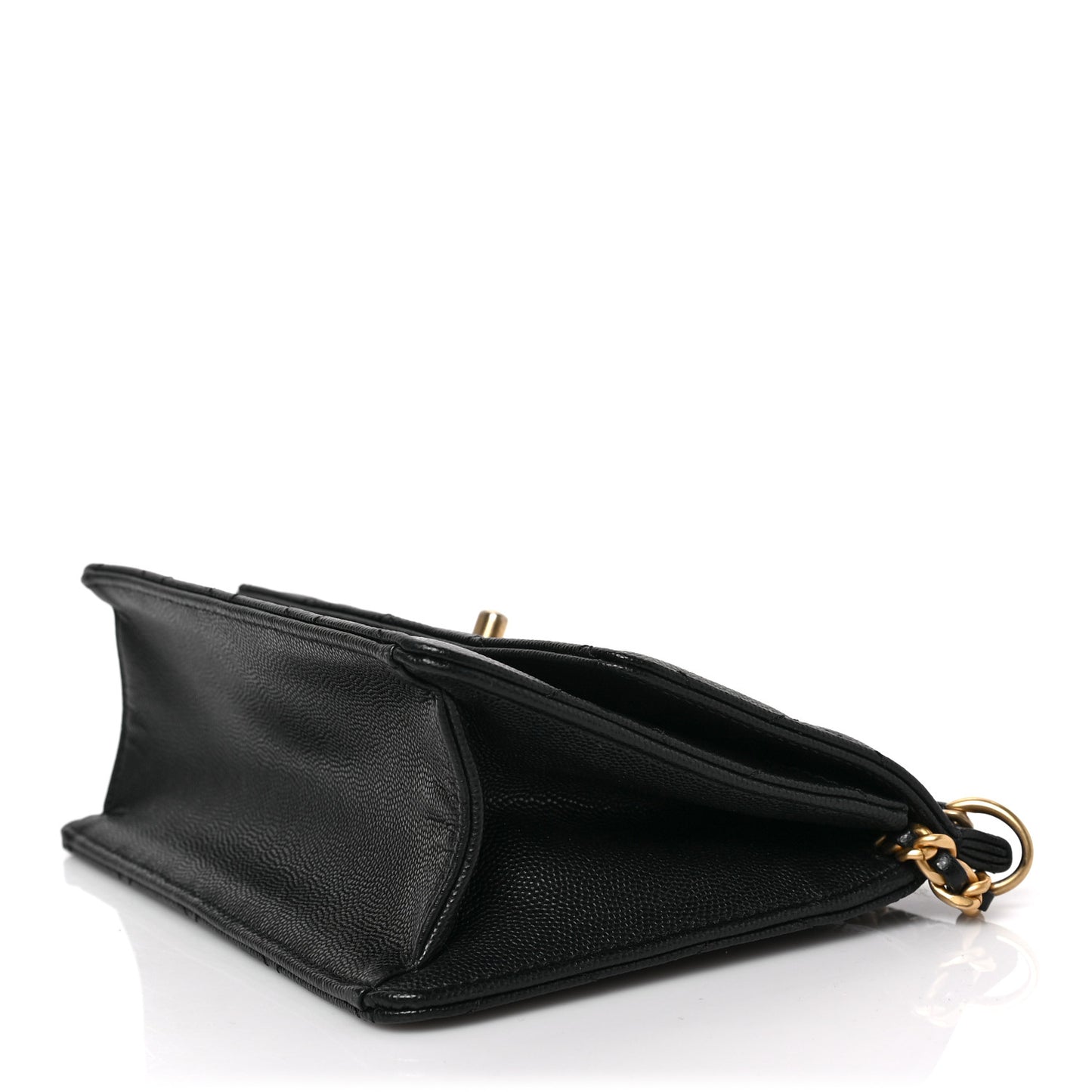 Caviar Quilted Small Chain Frame Flap Black