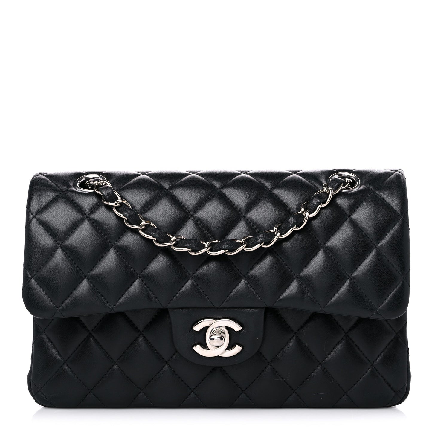 Lambskin Quilted Small Double Flap Black
