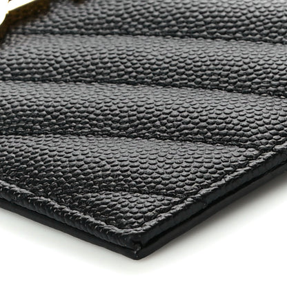Saint Laurent Grain De Poudre Matelasse Chevron Cassandre Fragments Zippered Card Case Black 10 of 11