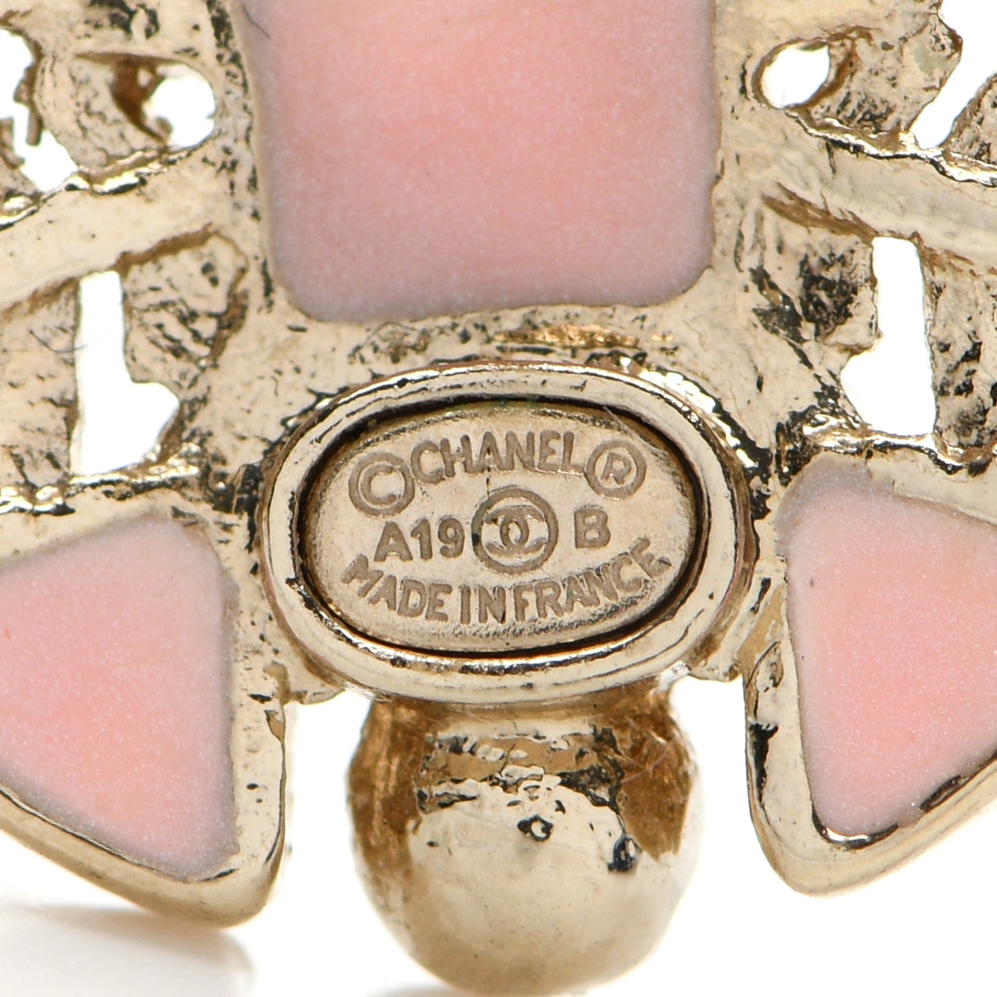 Gripoix Pearl Crystal CC Earrings Gold Pink