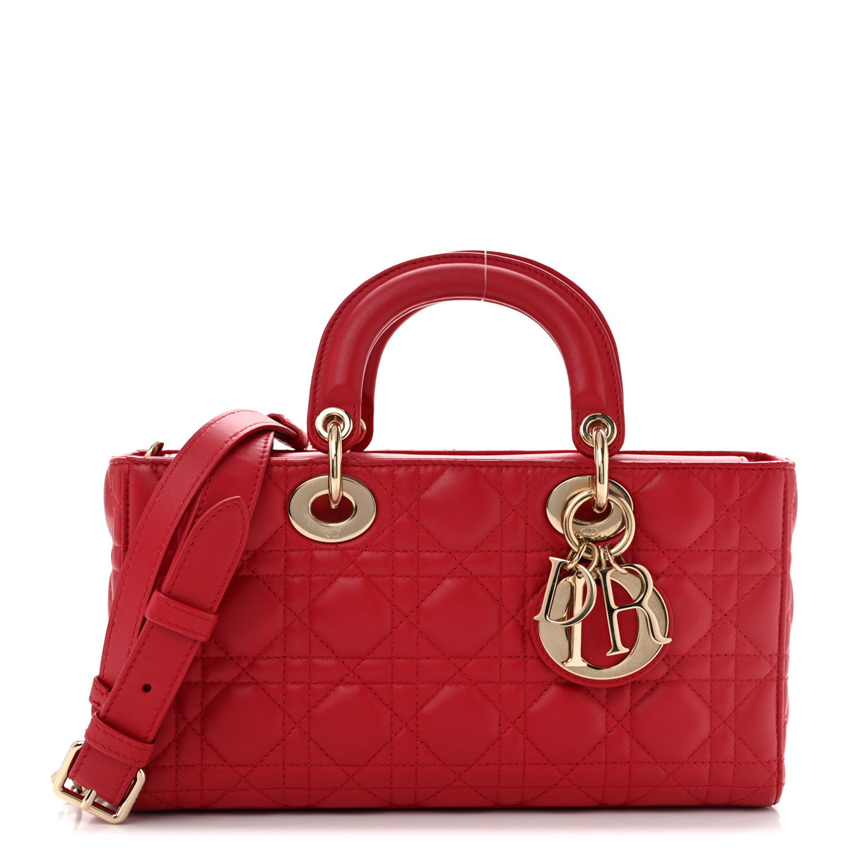 Christian Dior Lambskin Cannage Medium Lady D-Joy Red 1 of 29