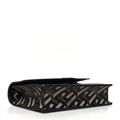 Versace Coated Canvas Virtus La Greca Signature Shoulder Bag Black Khaki 4 of 11
