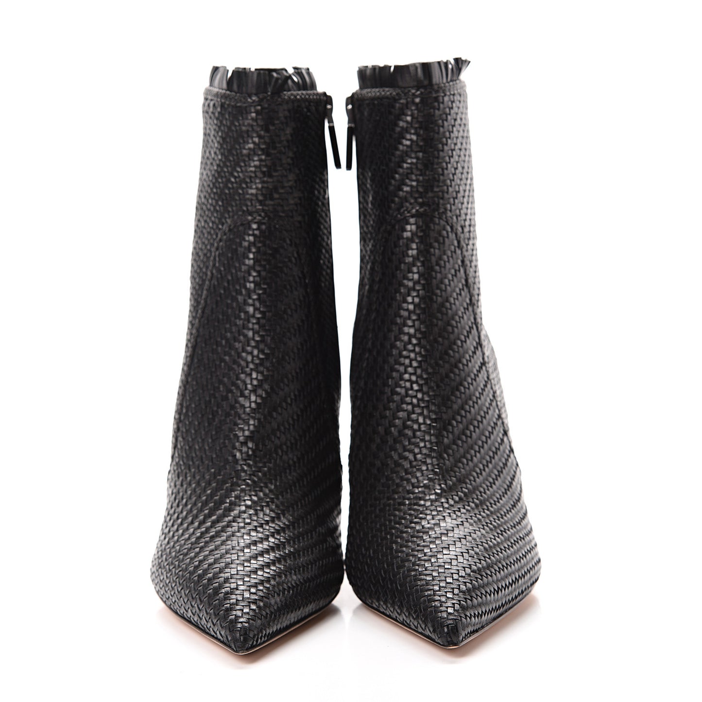 Lambskin Woven Ankle Boots 42 Black