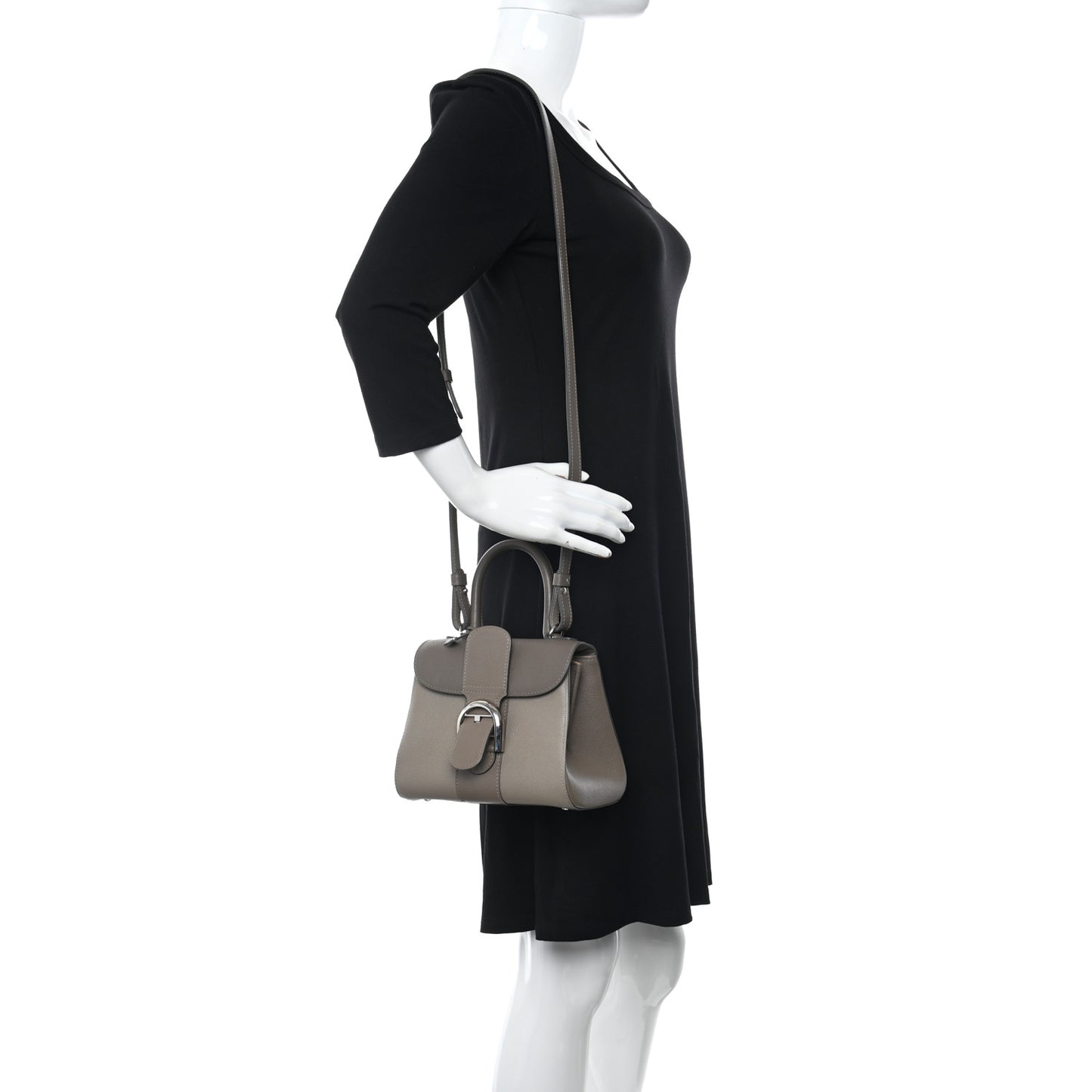 Grained Calfskin Mini Brillant Satchel Camaieux Tourterelle