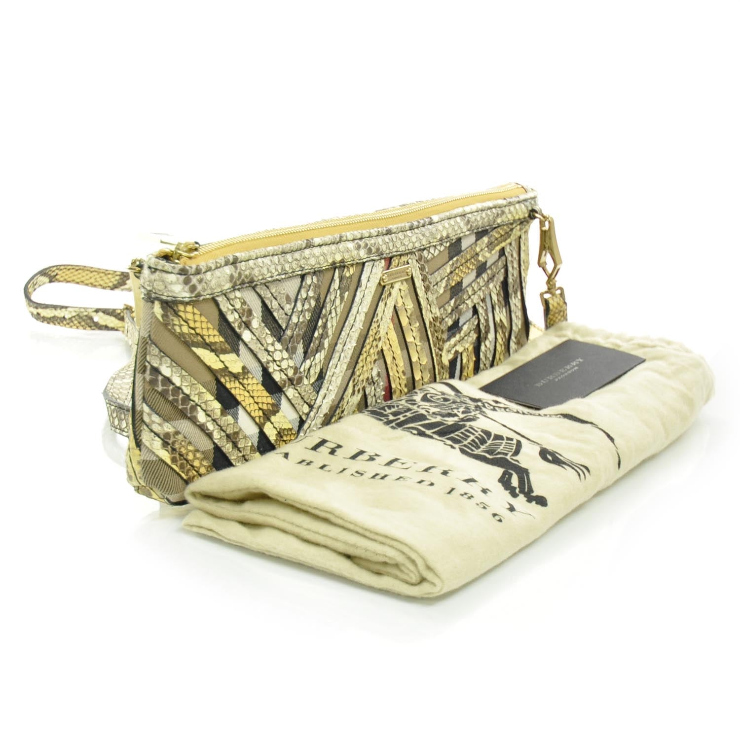 Burberry Python House Check Stitched Bridle Clutch Bag 3 of 11
