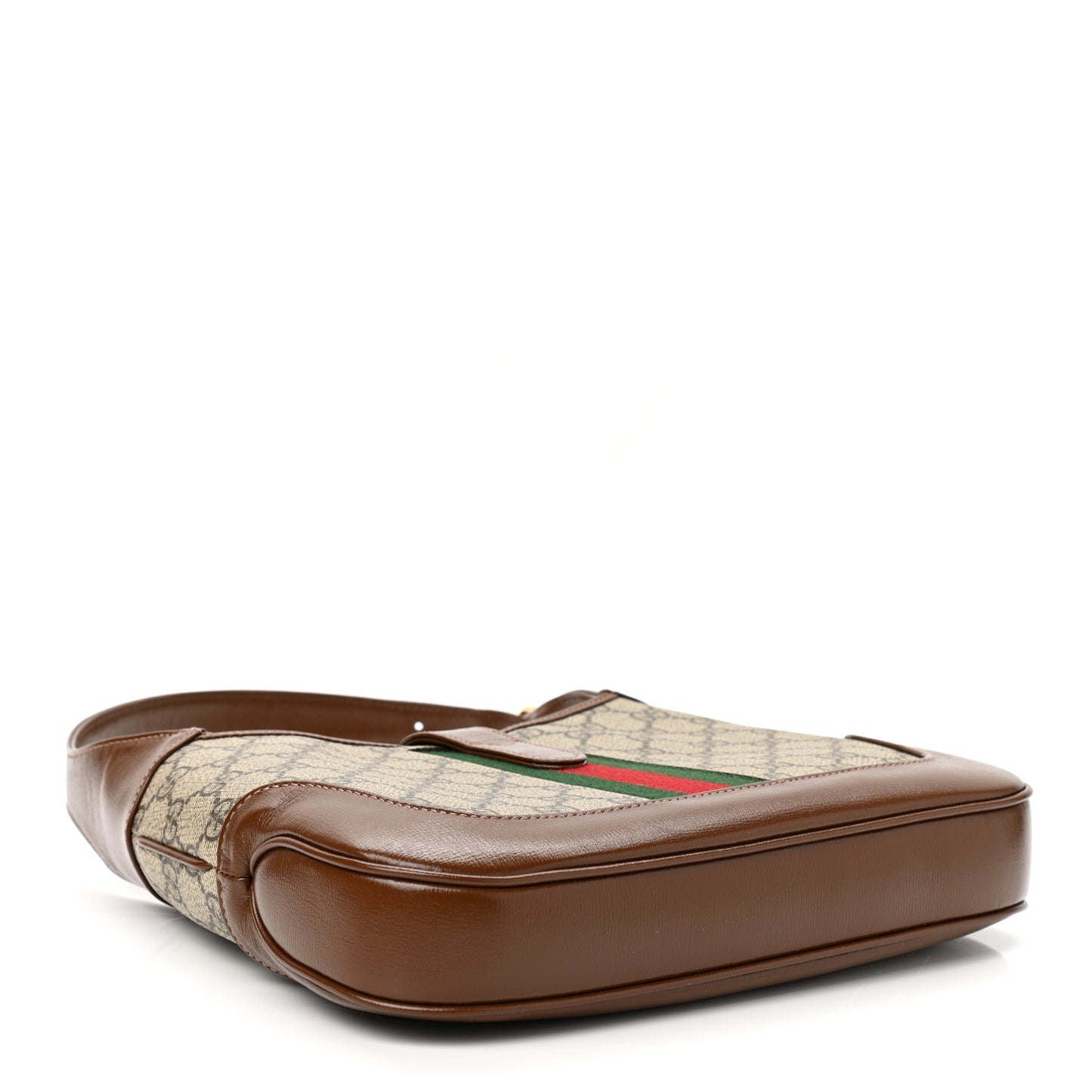 GG Supreme Monogram Azalea Calfskin Web Small Jackie 1961 Hobo Beige Ebony Brown Sugar