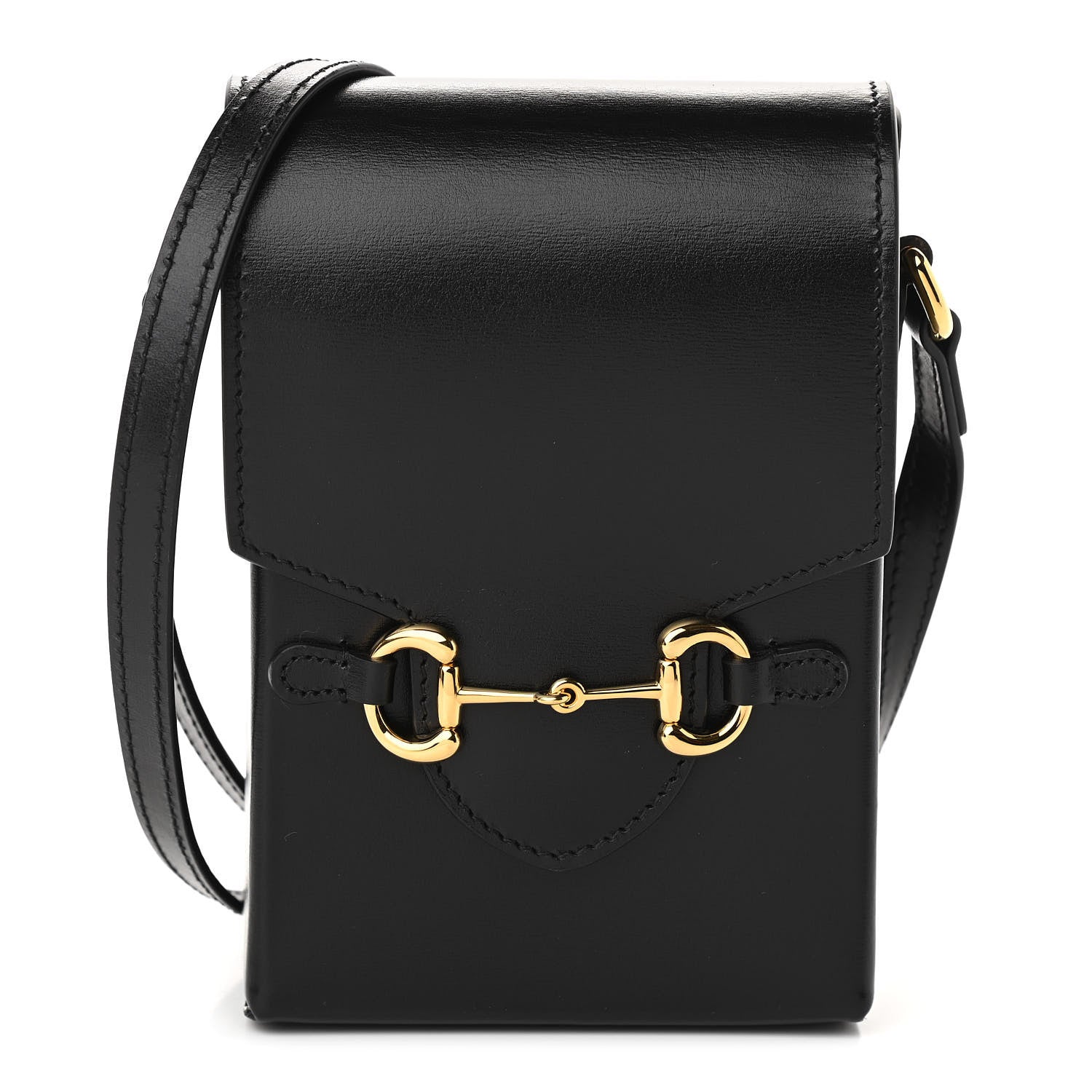 Gucci Boarded Plutone Calfskin Mini Horsebit 1955 Crossbody Bag Black 1 of 12