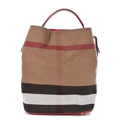 Burberry Canvas Mega Check Medium Ashby Hobo Cadmium Red 1 of 9