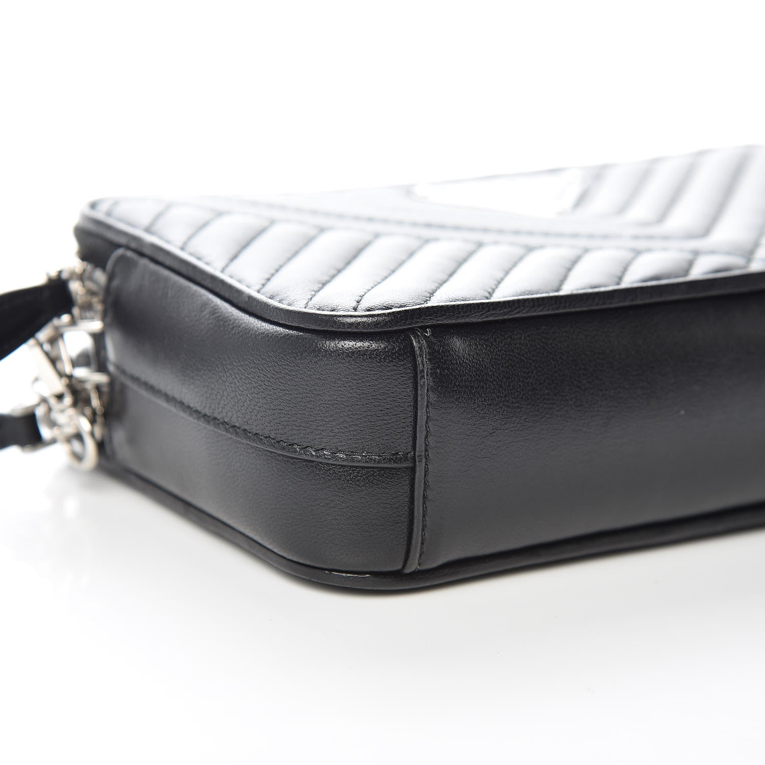 Prada Nappa Impunture Diagramme Mini Double Zip Chain Crossbody Bag Black 8 of 10