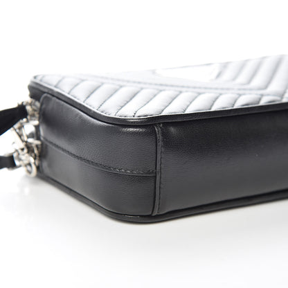 Prada Nappa Impunture Diagramme Mini Double Zip Chain Crossbody Bag Black 8 of 10