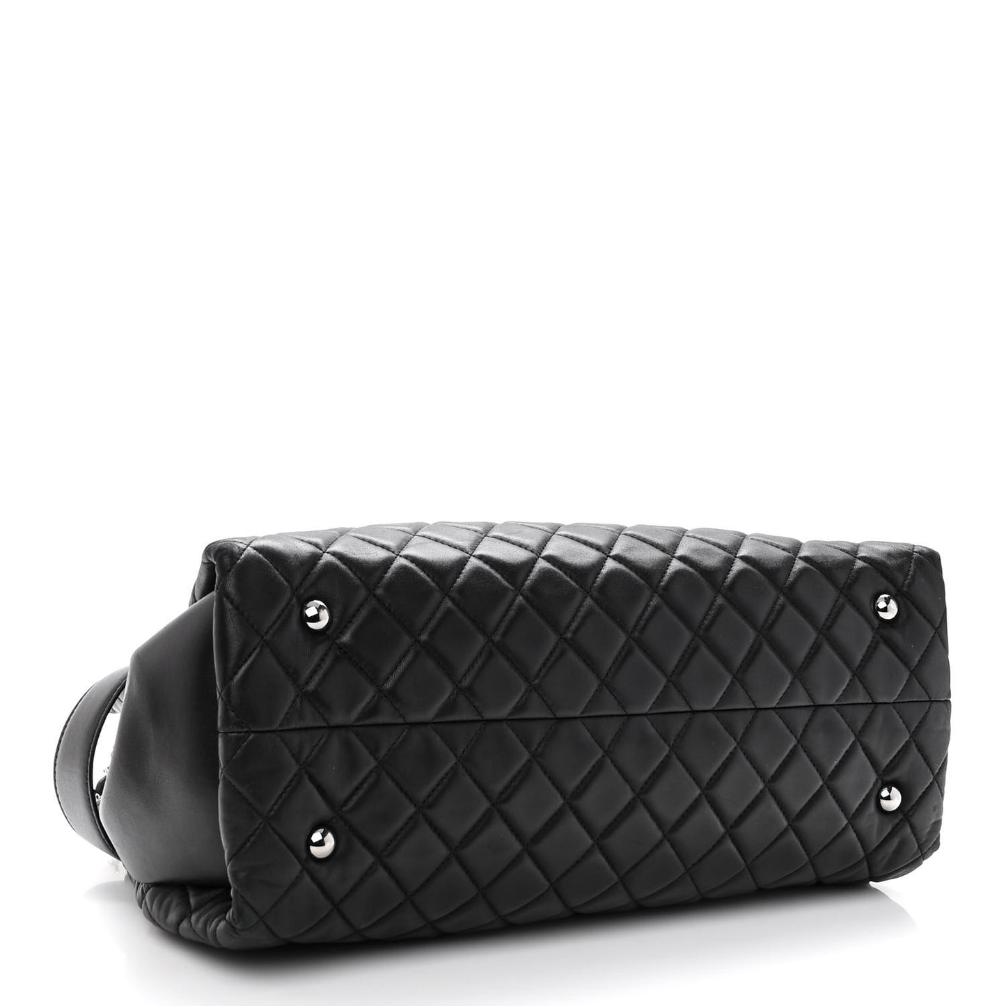 Lambskin Quilted Coco Loop Tote Black
