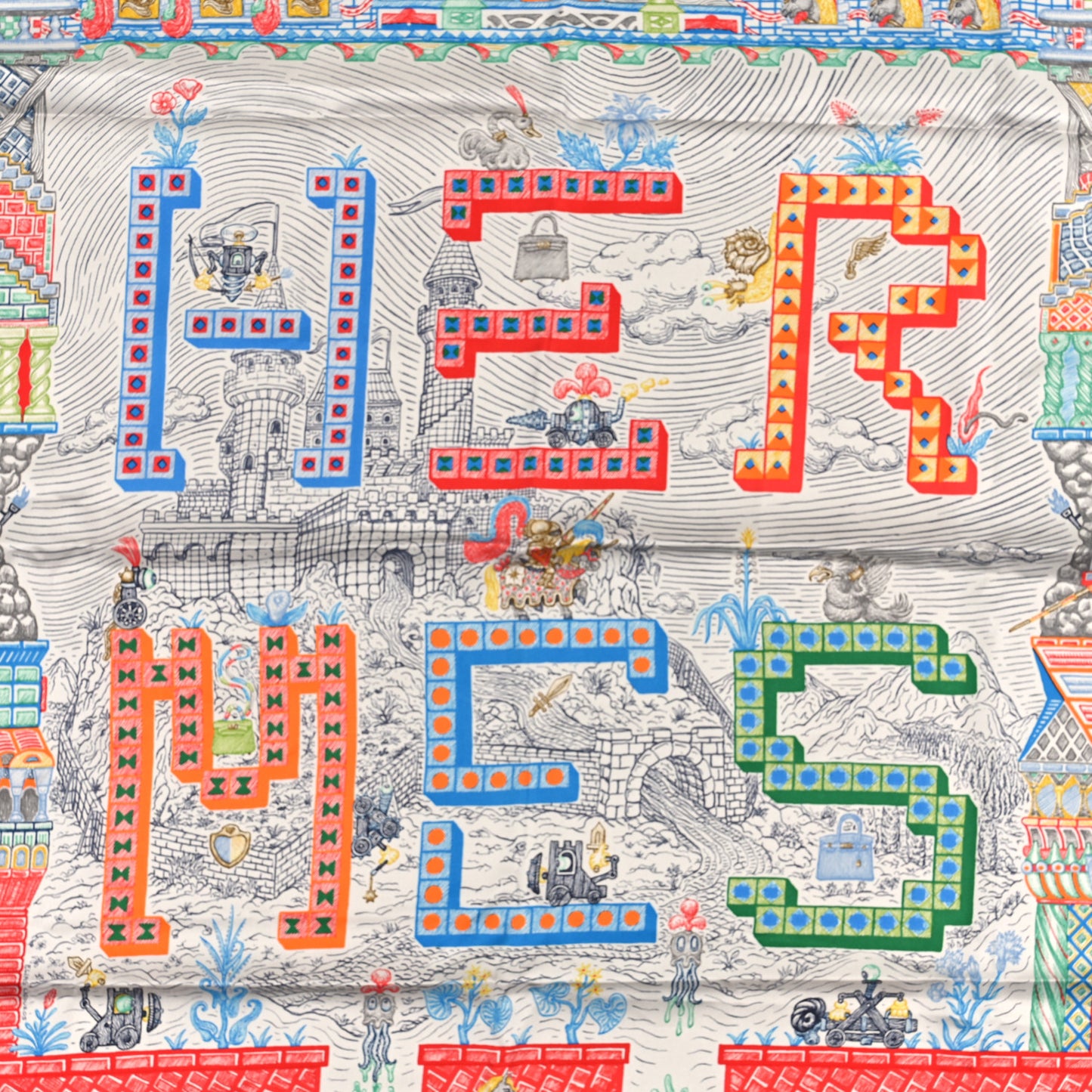 Silk Super Silk Quest Scarf 90 Argent Corail Multicolor
