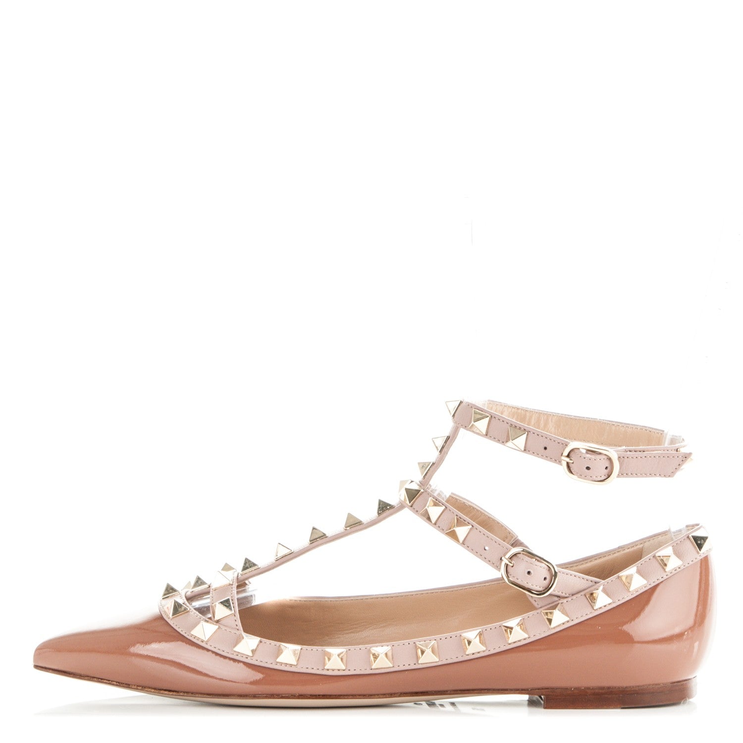 Valentino Garavani Patent Rockstud Cage Ballerina Flats 35 Brownish Poudre 1 of 8