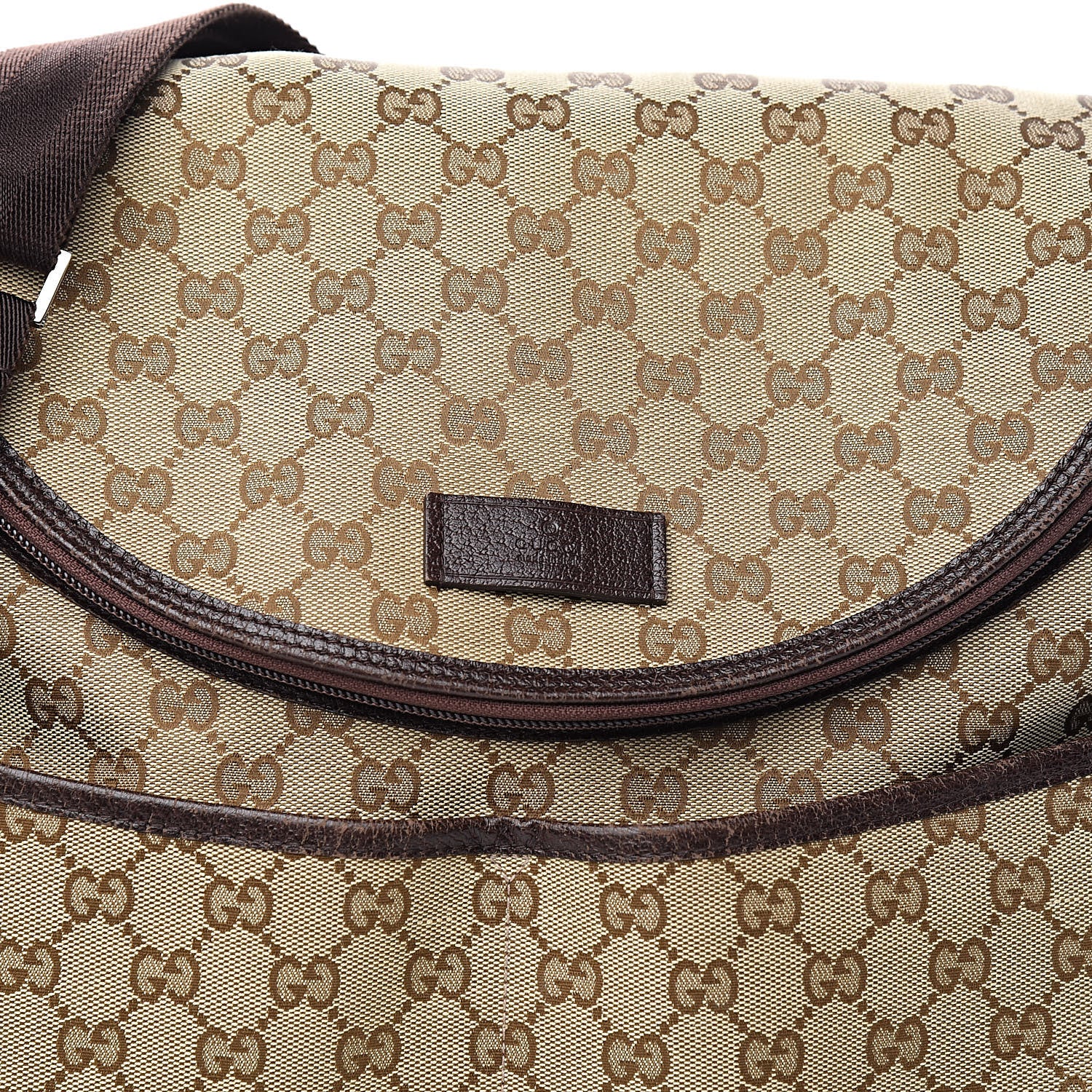 Gucci Monogram Natural Pigskin Large Diaper Bag Beige Ebony Cocoa Dark Chocolate 15 of 15