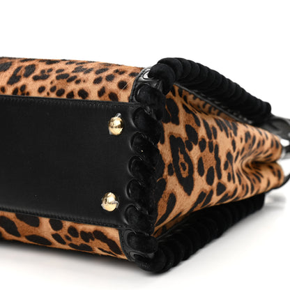 Fendi Calf Hair Leopard Print Lace Up Medium Peekaboo Iconic Satchel Tobacco 11 of 11