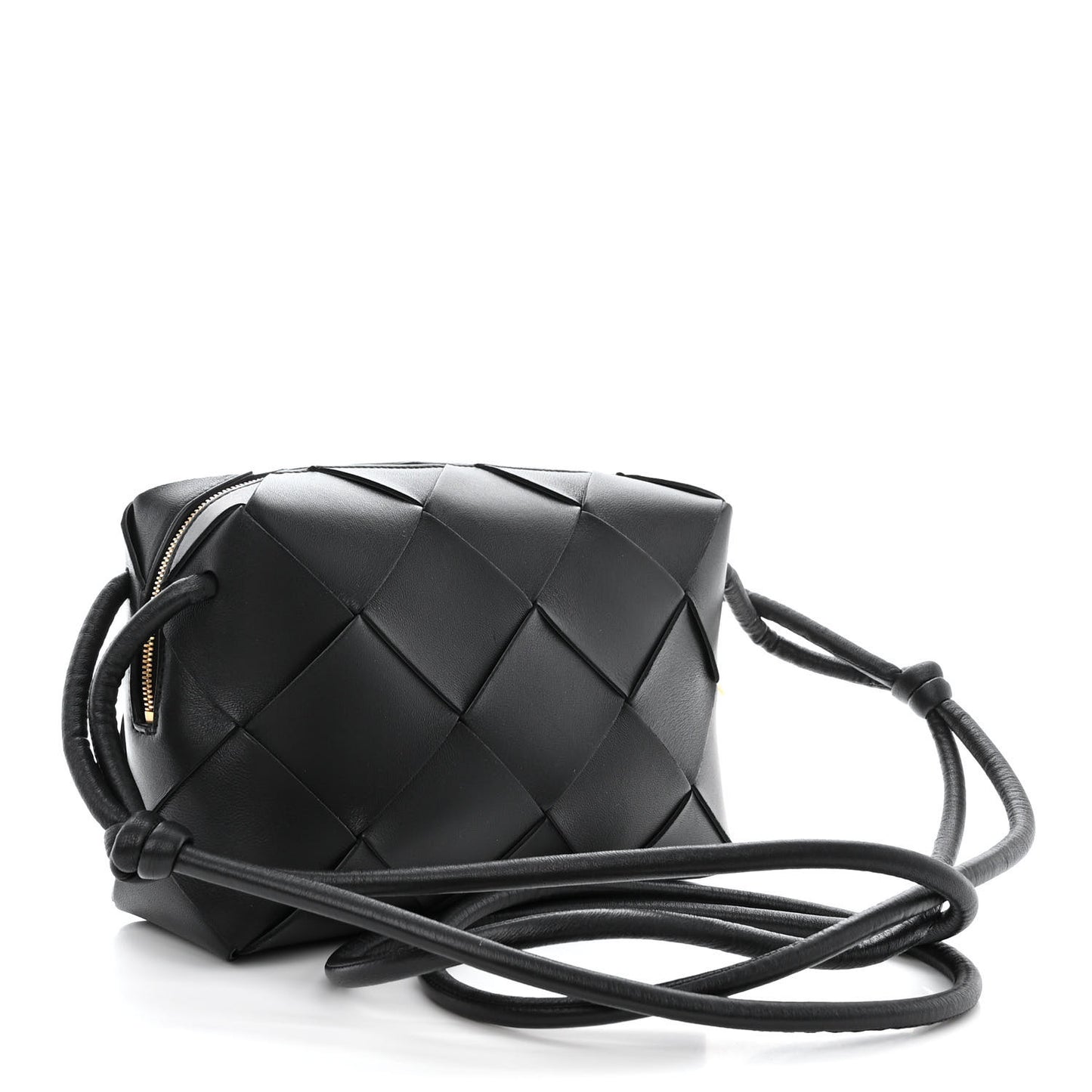 Lambskin Maxi Intrecciato Small Cassette Camera Bag Black