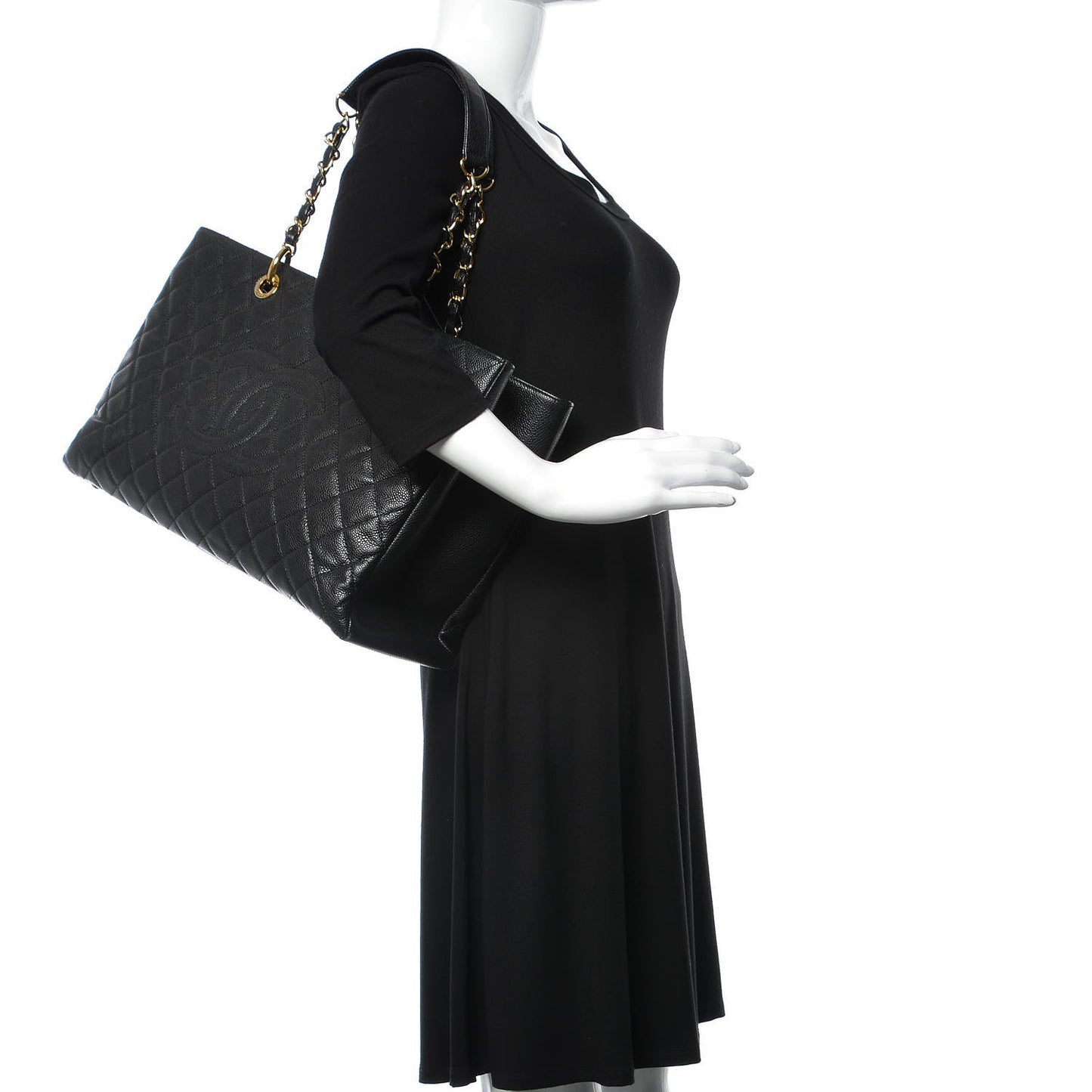 Caviar Quilted XL Grand Shopping Tote GST Black