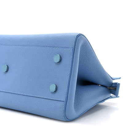 Saint Laurent Grained Calfskin Small Rive Gauche Cabas Blue Clair 9 of 12