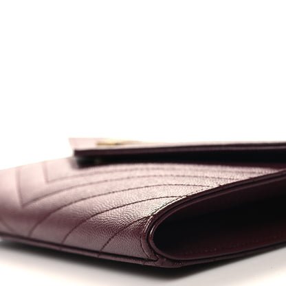 Saint Laurent Grain De Poudre Matelasse Chevron Monogram Envelope Clutch Rouge Legion 10 of 10