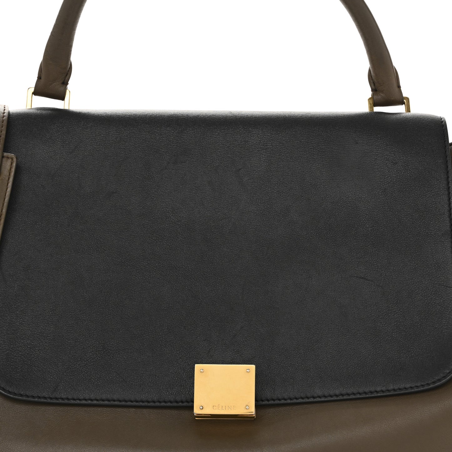Smooth Calfskin Nubuck Small Tri-Color Trapeze Black