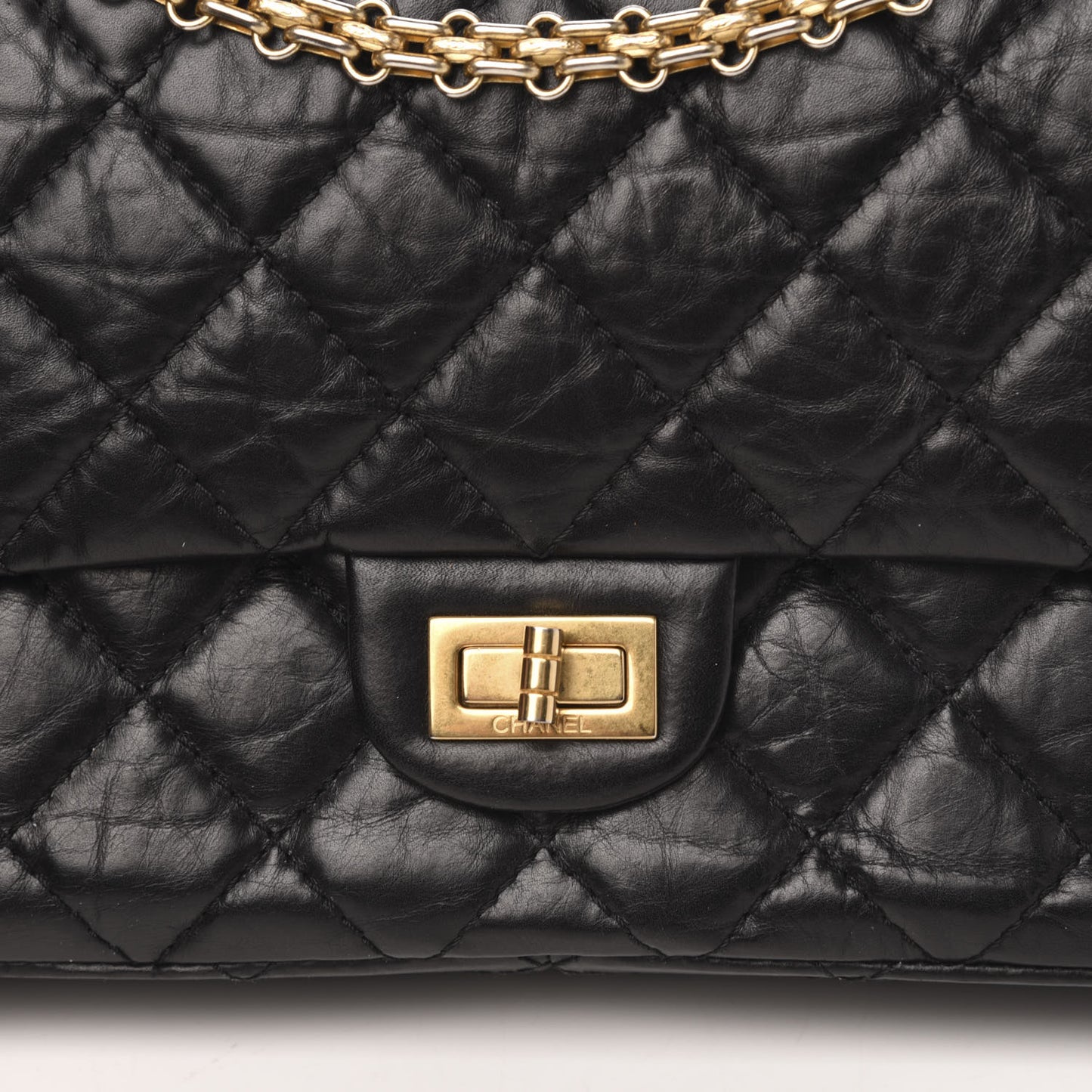 Aged Calfskin Quilted 2.55 Reissue 226 Flap Black