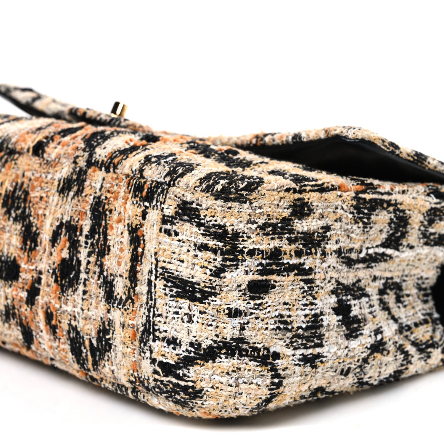 Chanel Tweed Mixed Fibers Leopard Print Small Souplissimo Maxi Flap Brown Black White 10 of 11
