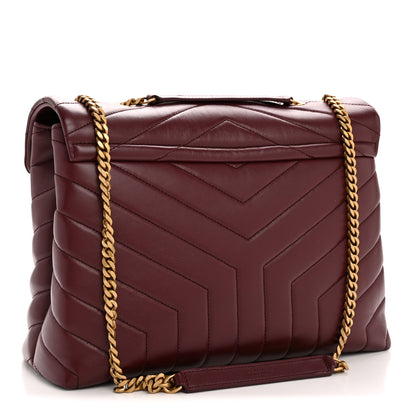 Saint Laurent Calfskin Y Quilted Monogram Medium Loulou Chain Satchel Rouge Legion 3 of 11