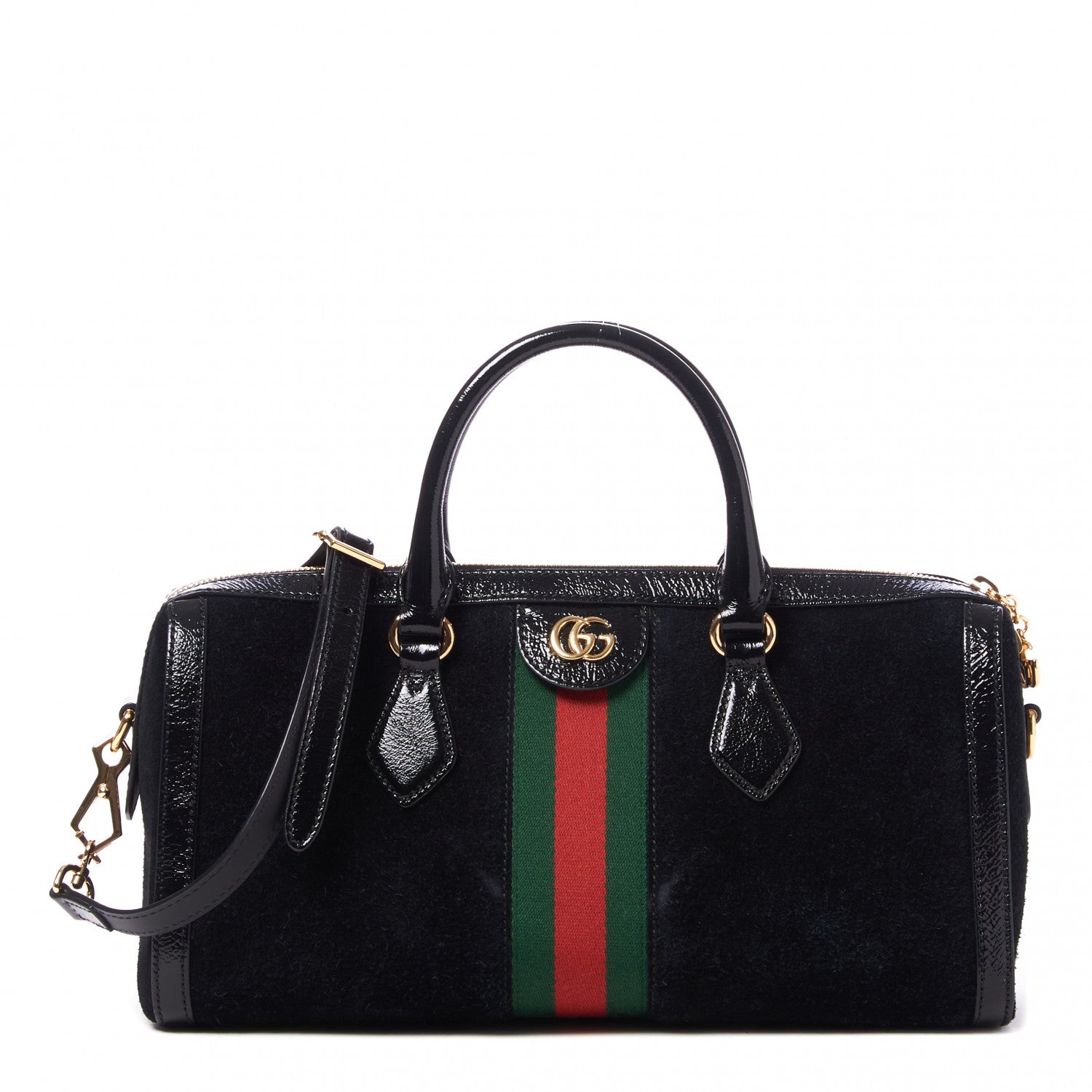 Gucci Suede Patent GG Web Medium Ophidia Boston Black 1 of 8