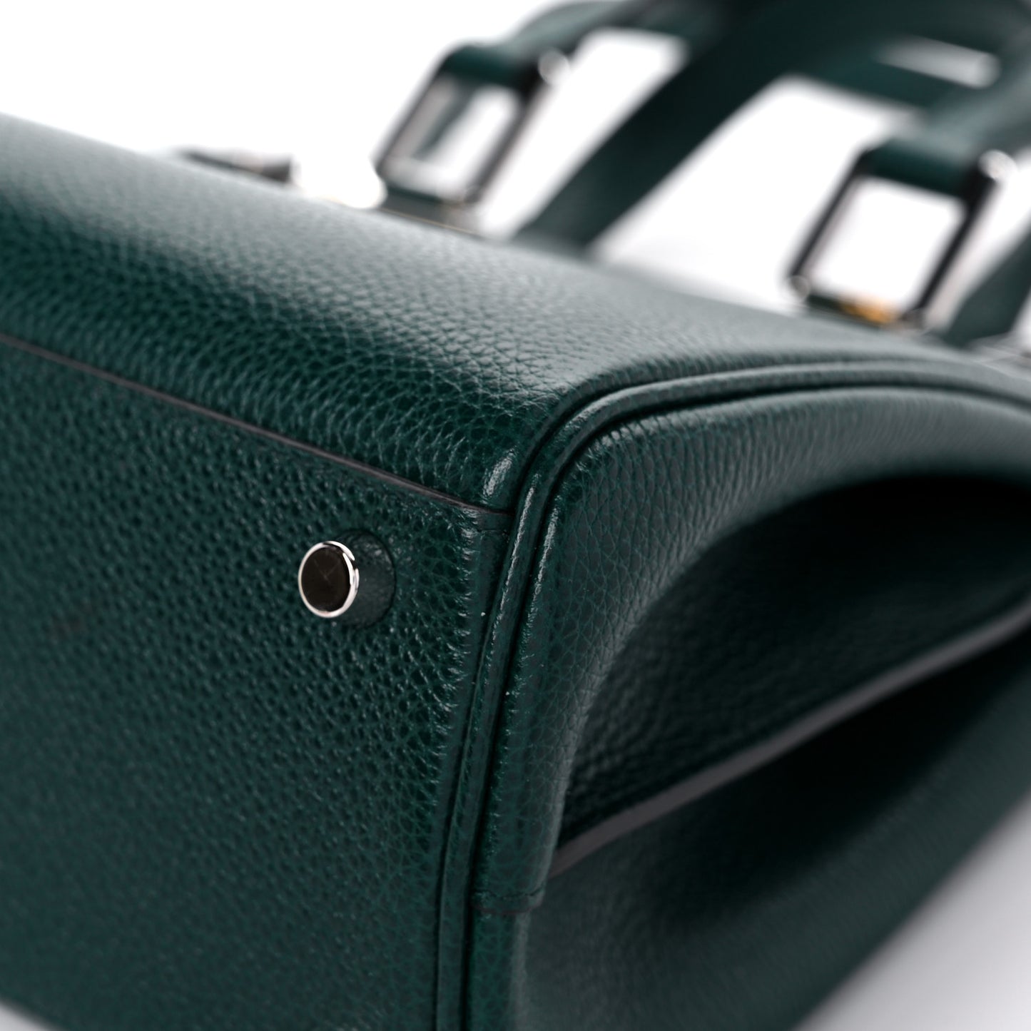Grainy Calfskin Small Zumi Top Handle Bag Vintage Green