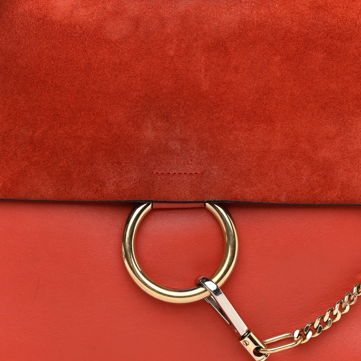 Calfskin Suede Medium Faye Shoulder Bag Sepia Red