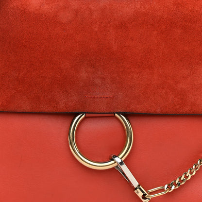 Chloe Calfskin Suede Medium Faye Shoulder Bag Sepia Red 9 of 14