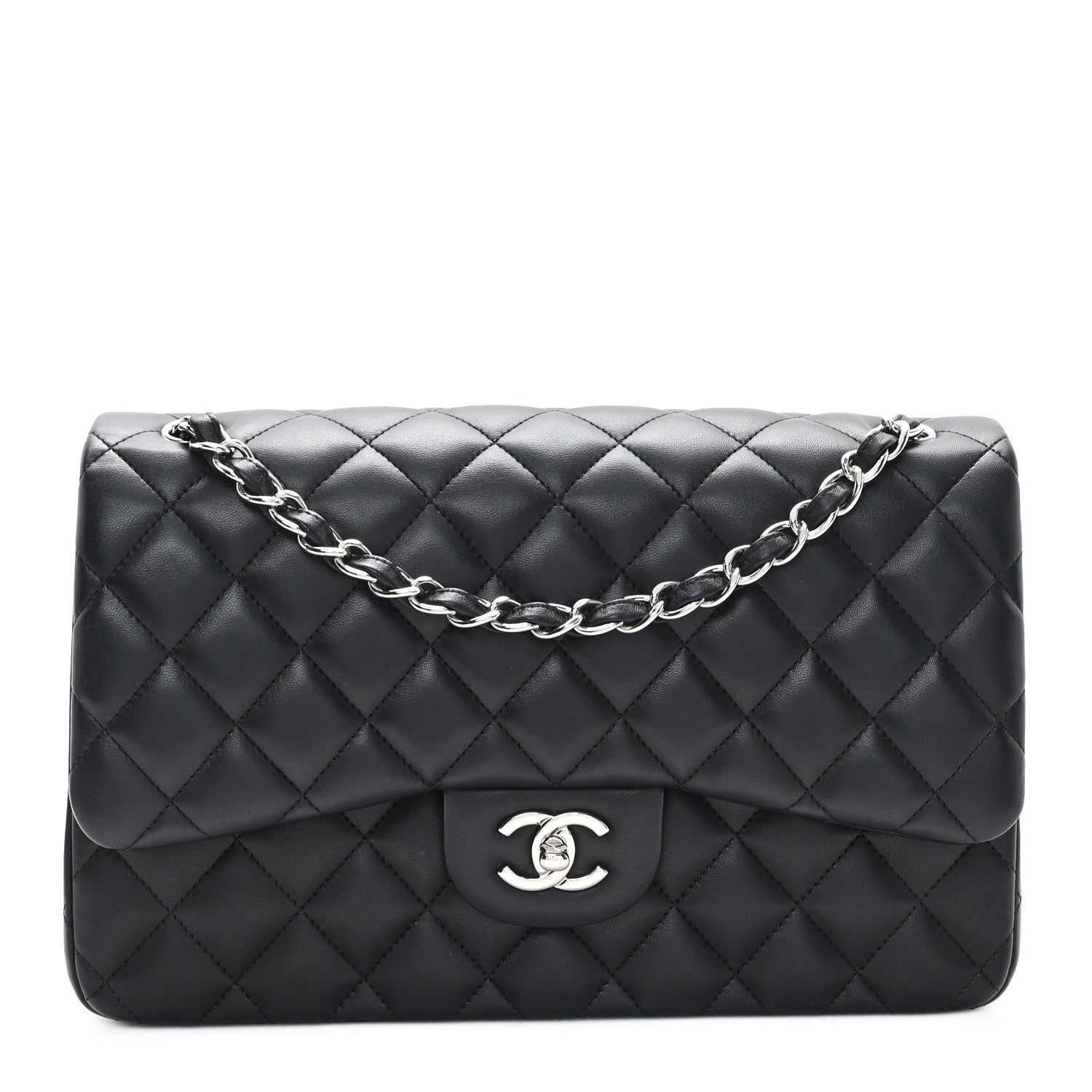 Chanel Lambskin Quilted Jumbo Double Flap Black 1 of 12