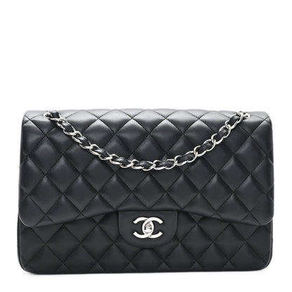 Chanel Lambskin Quilted Jumbo Double Flap Black 1 of 12