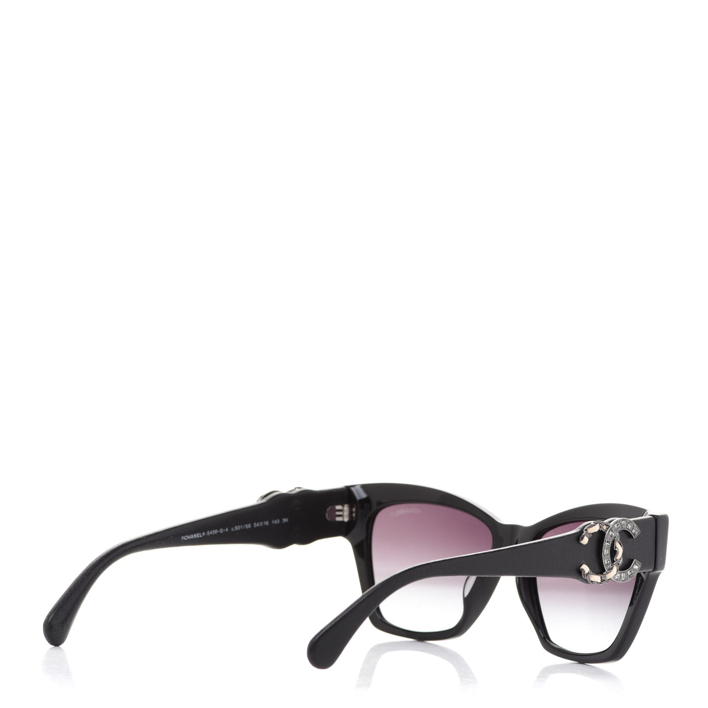 Acetate Square Cat Eye CC Sunglasses 5456 Black