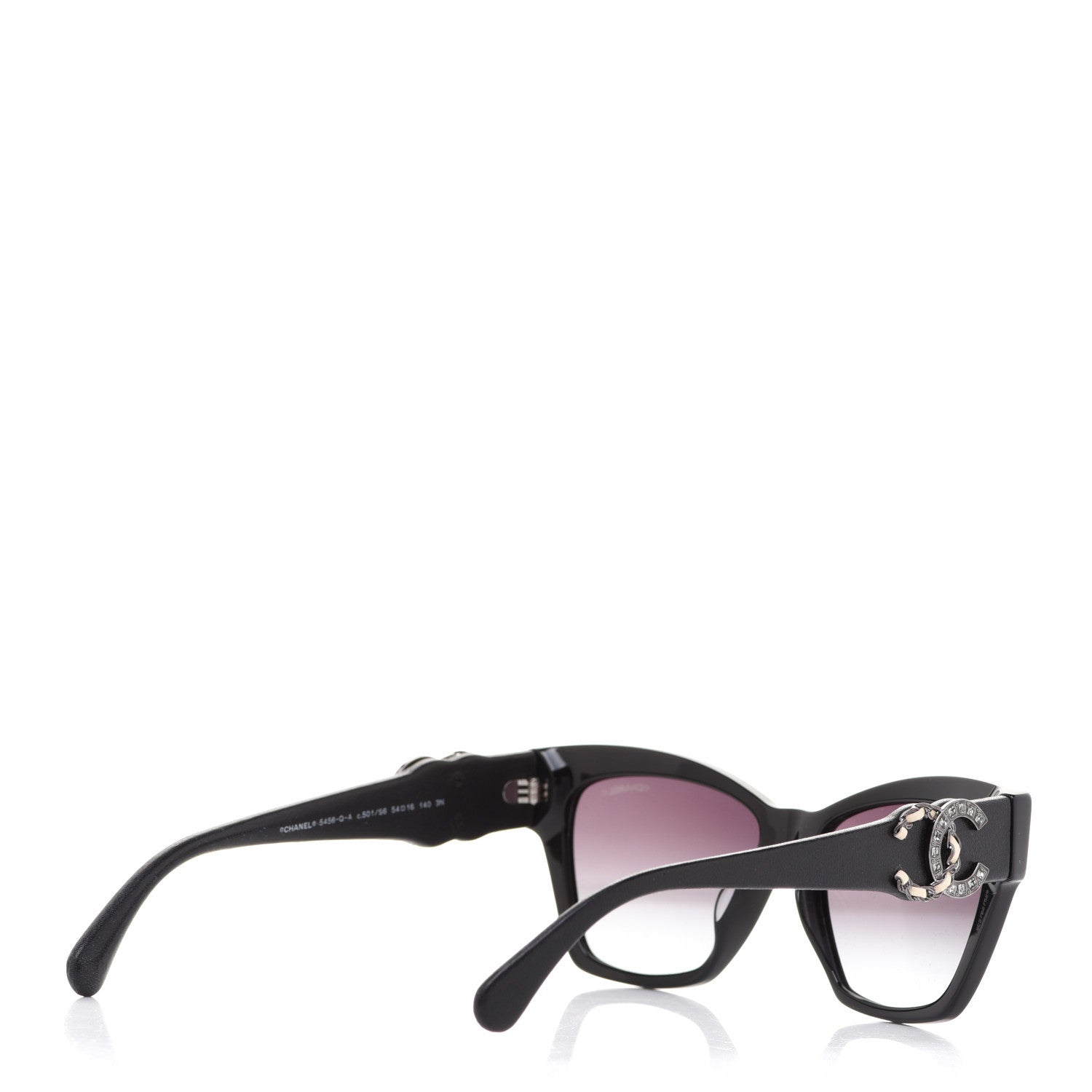 Chanel Acetate Square Cat Eye CC Sunglasses 5456 Black 4 of 8