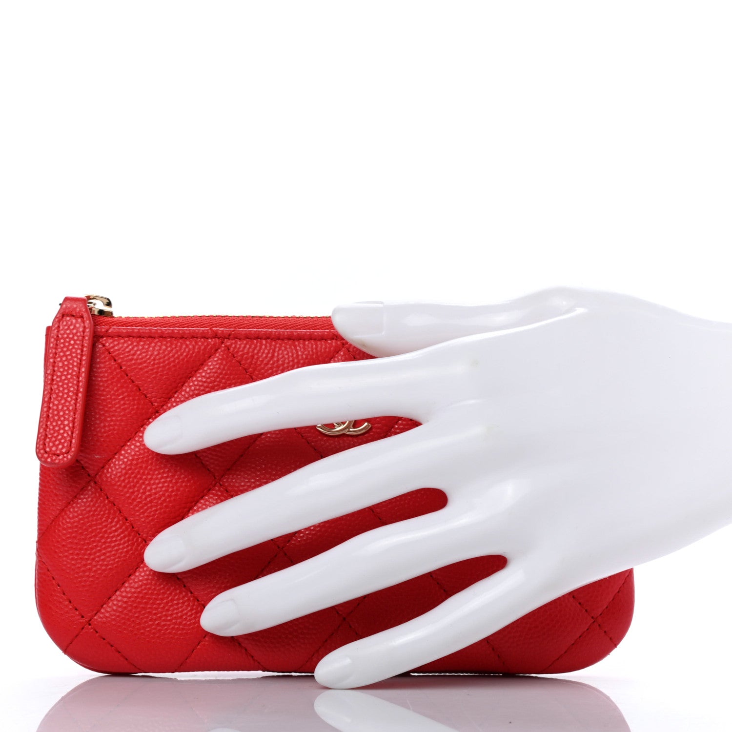 Chanel Caviar Quilted Small Cosmetic Case Red 2 of 7