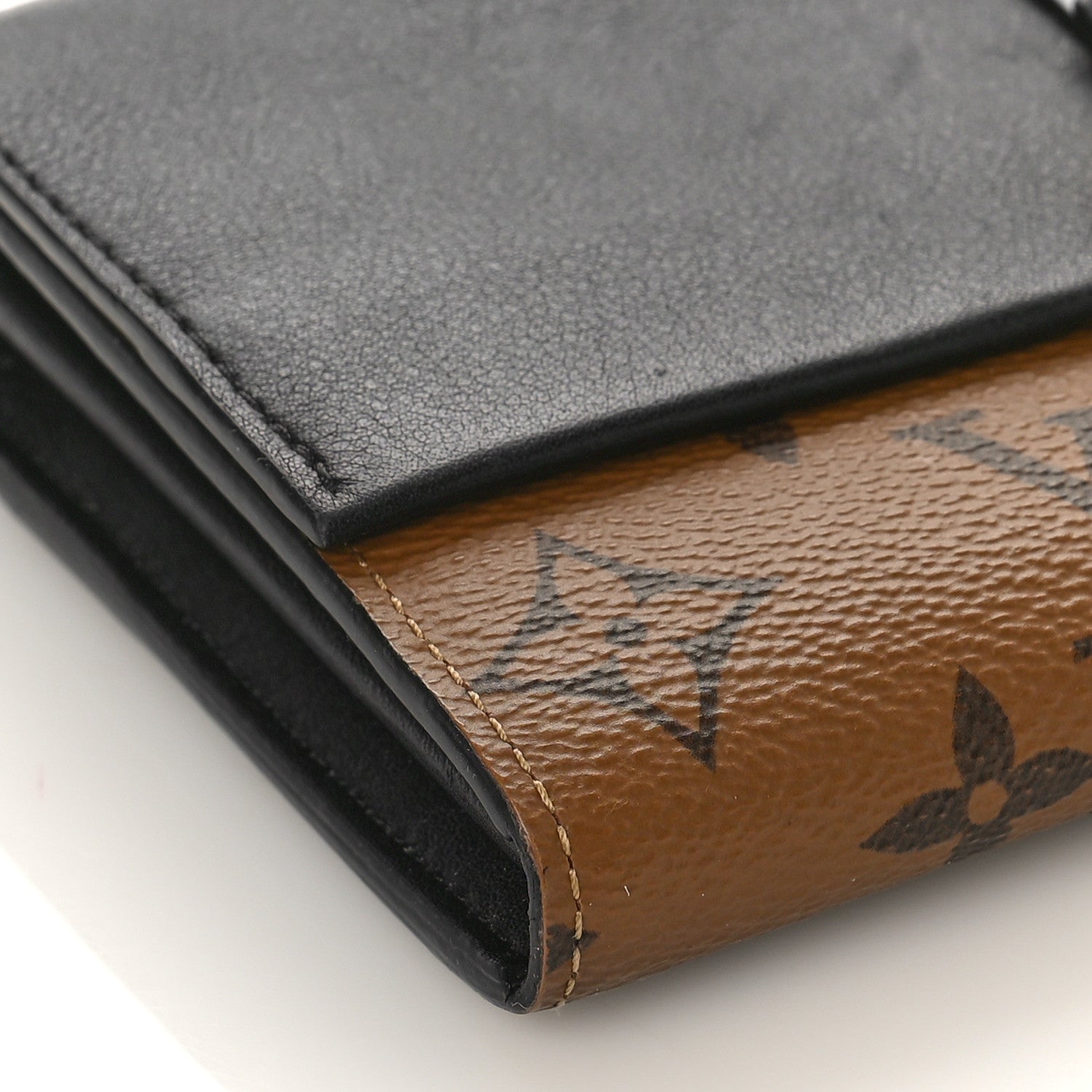 Louis Vuitton Calfskin Reverse Monogram Column Sarah Wallet Black 7 of 8