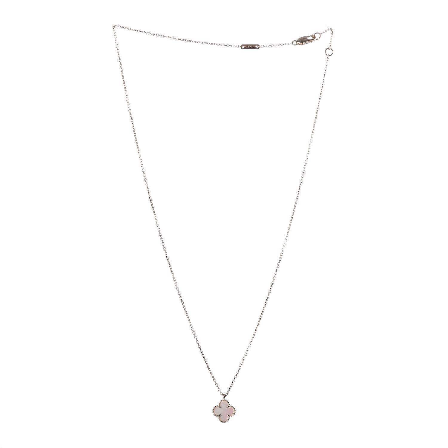 Van Cleef & Arpels 18K Yellow Gold Mother of Pearl Sweet Alhambra Pendant Necklace 3 of 8