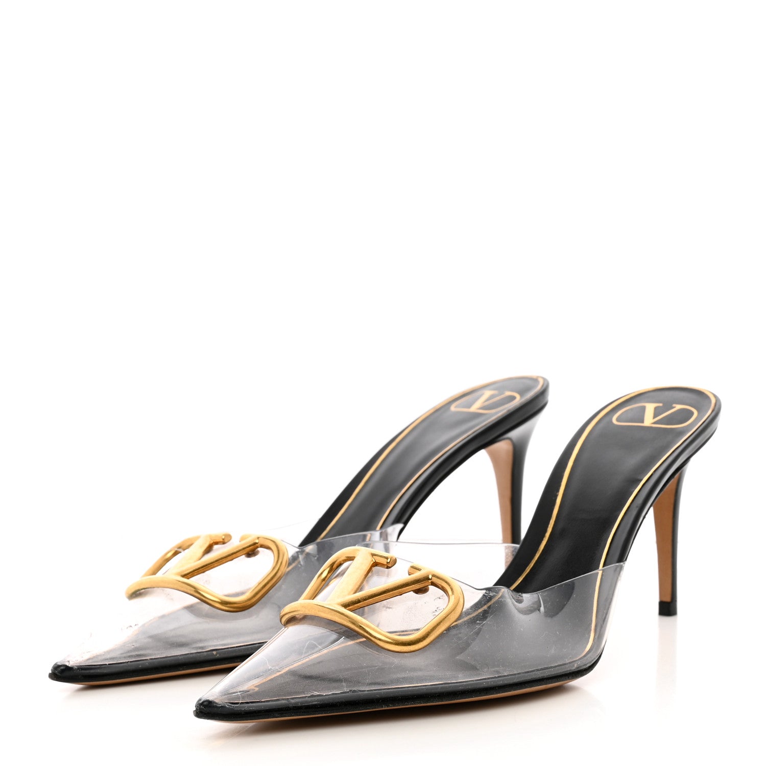 Valentino Garavani PVC Calfskin VLogo Pointed Toe 80mm Mules 40 Transparent 3 of 12