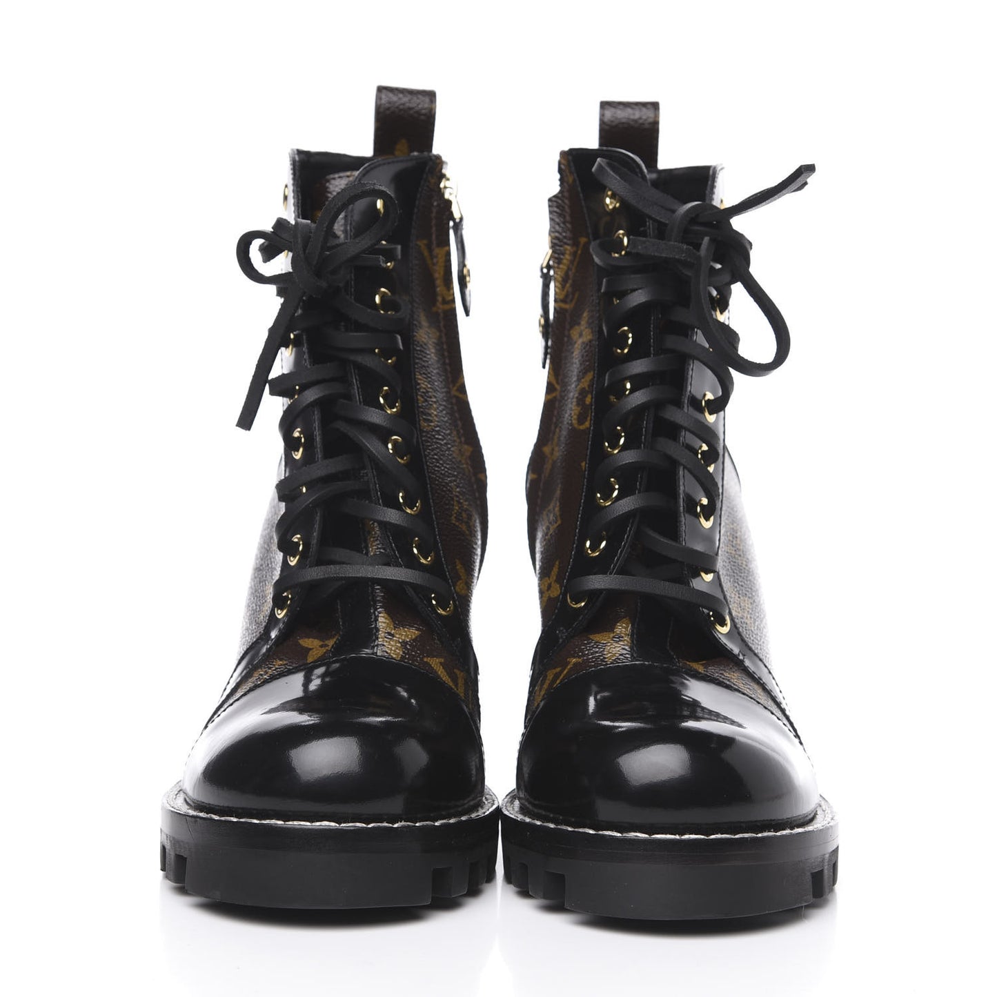 Patent Calfskin Monogram Star Trail Ankle Boots 40 Black
