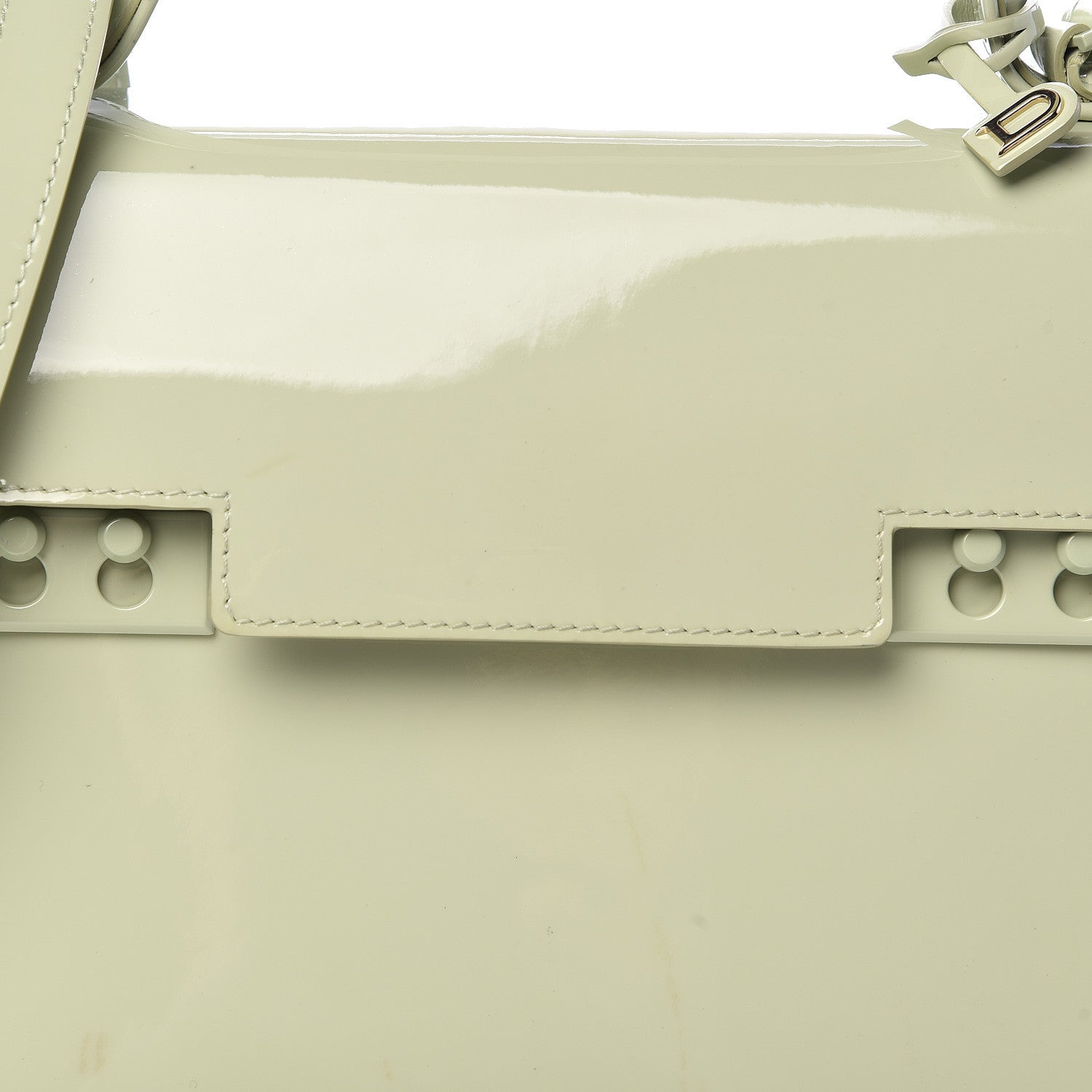 Delvaux Patent Calfskin MM Tempete Satchel Almond 7 of 15
