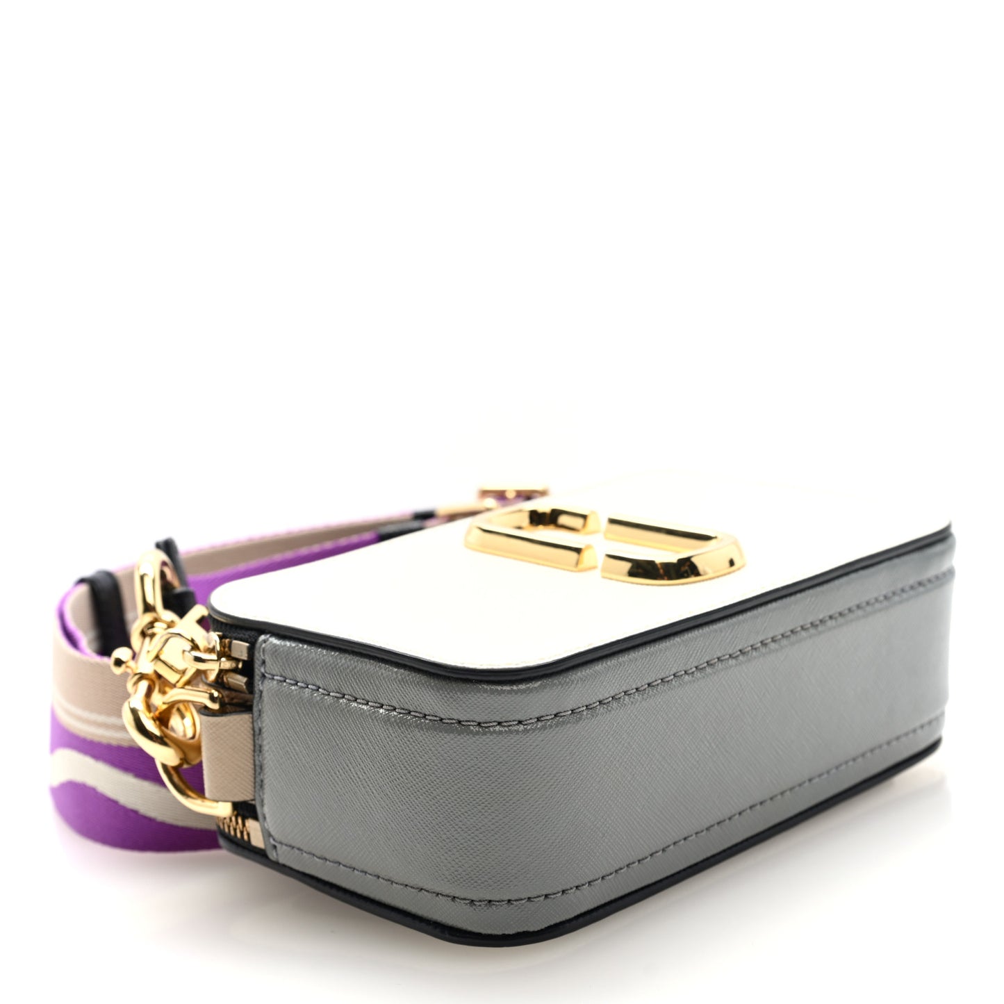 Saffiano Small Snapshot Camera Bag White Purple Multicolor